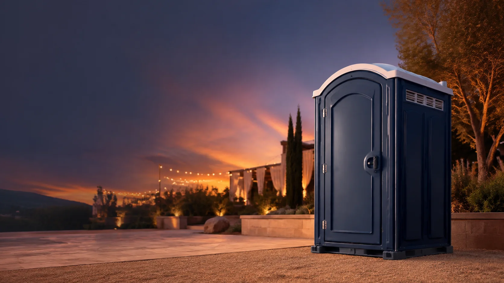 Portable restroom shown for rental planning in Bangor, ME